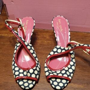 Kate Spade Polka Dot Sandals with Red Trim